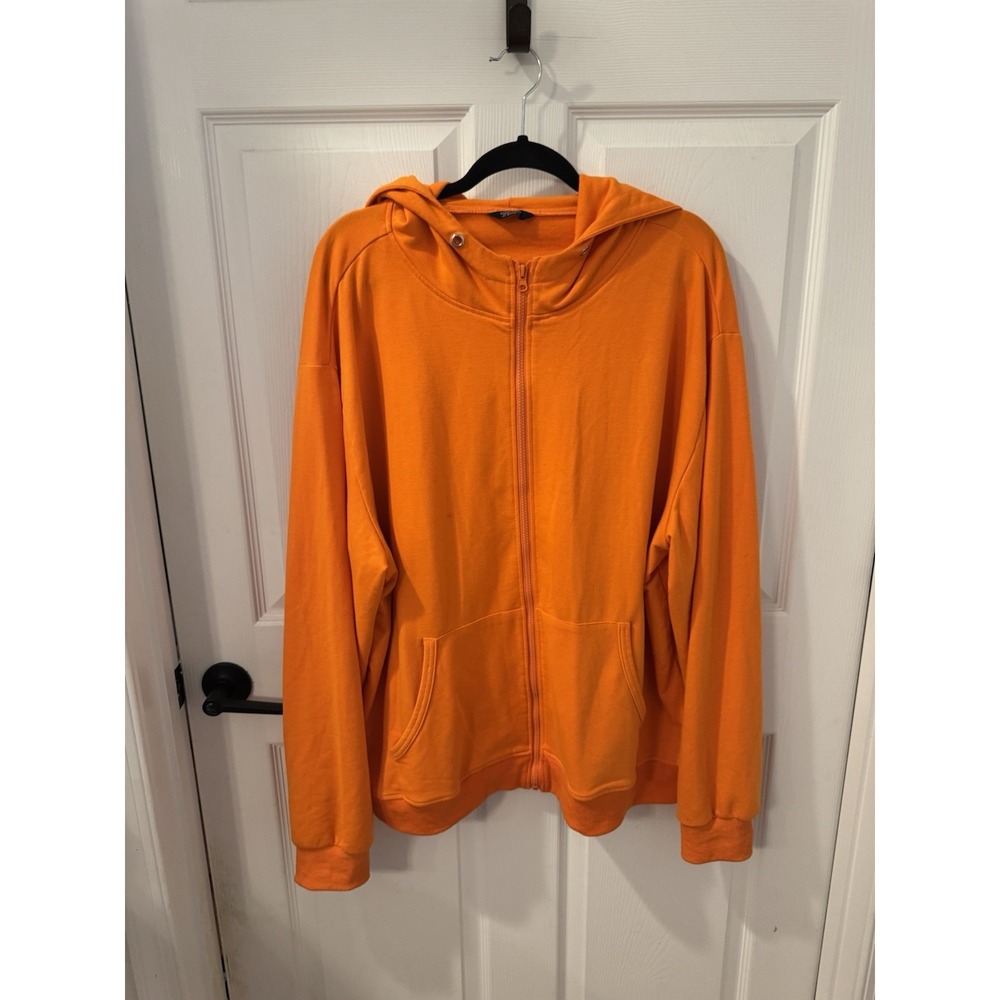 COOFANDY Orange Hooded  Sweatshirt Full Zip‎ Jacket Men's Sz 3XL  Missing String